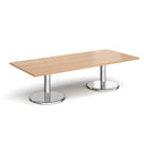 Pisa Rectangular Coffee Table With Round Chrome Base - Beech - NWOF