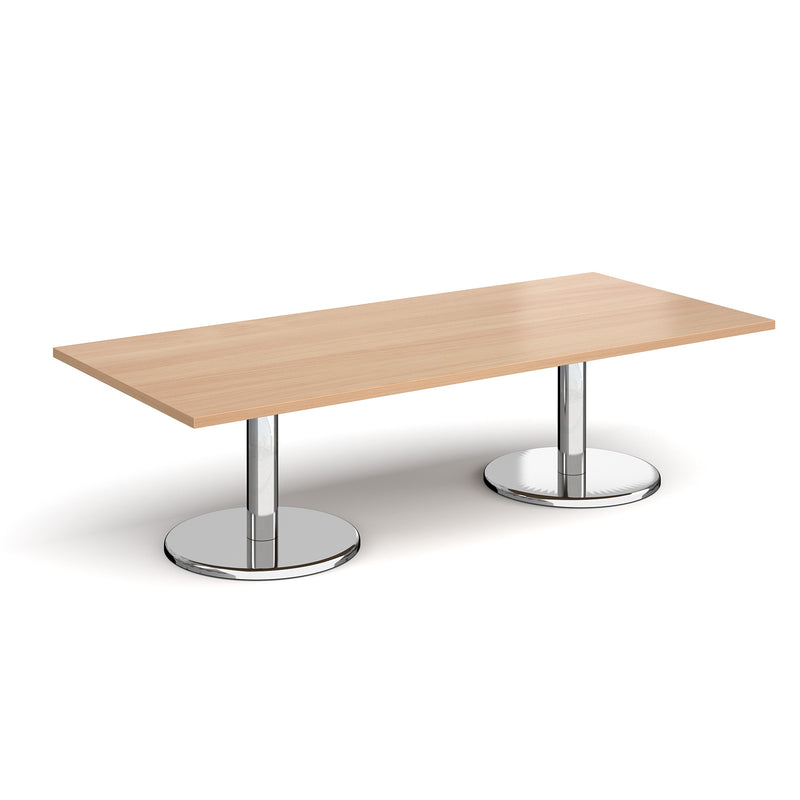 Pisa Rectangular Coffee Table With Round Chrome Base - Beech - NWOF