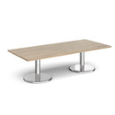 Pisa Rectangular Coffee Table With Round Chrome Base - Barcelona Walnut - NWOF