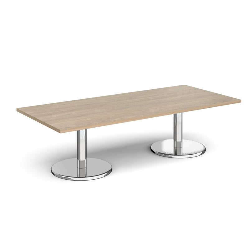 Pisa Rectangular Coffee Table With Round Chrome Base - Barcelona Walnut - NWOF