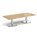 Pisa Rectangular Coffee Table With Round Chrome Base - Oak - NWOF