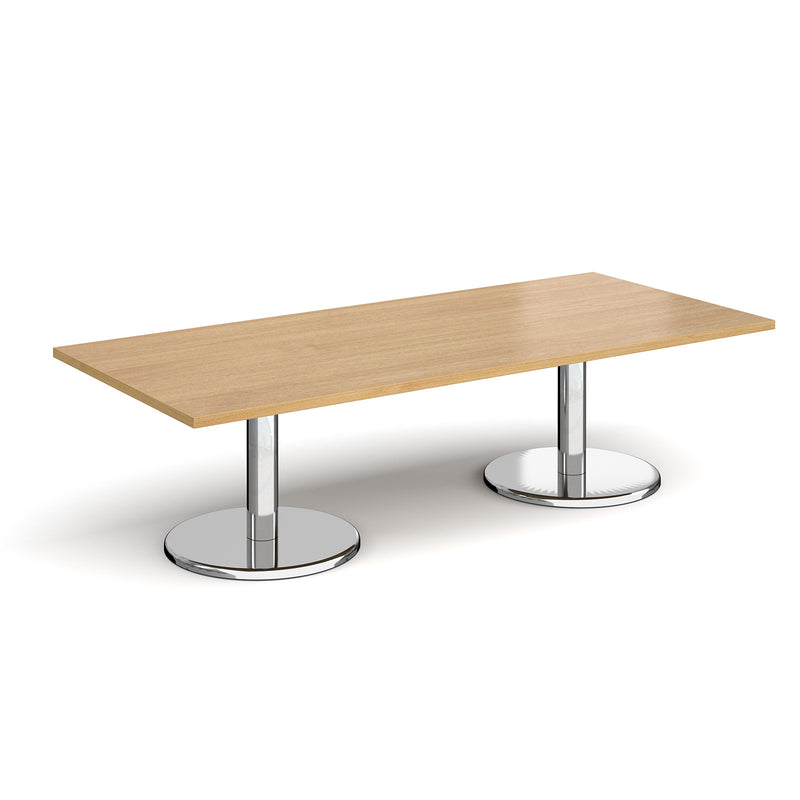 Pisa Rectangular Coffee Table With Round Chrome Base - Oak - NWOF