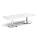 Pisa Rectangular Coffee Table With Round Chrome Base - White - NWOF