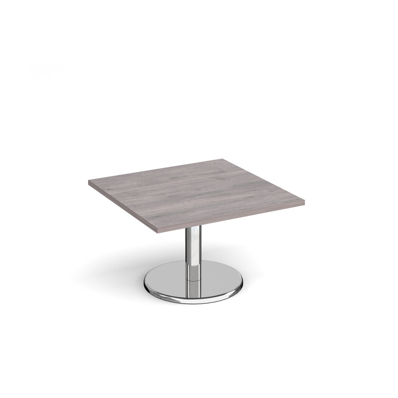 Pisa Square Coffee Table With Round Chrome Base - Grey Oak - NWOF