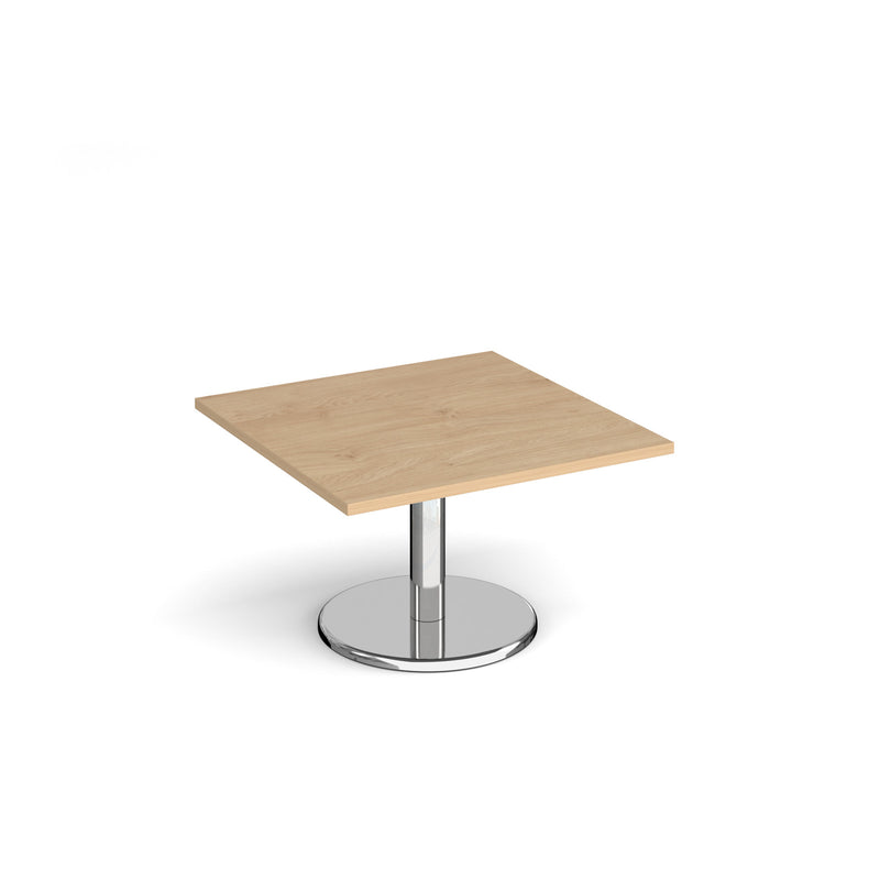 Pisa Square Coffee Table With Round Chrome Base - Kendal Oak - NWOF