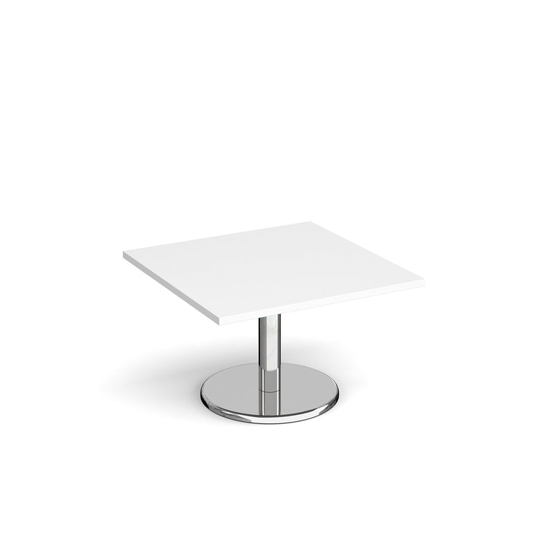 Pisa Square Coffee Table With Round Chrome Base - White - NWOF