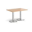 Pisa Rectangular Dining Table With Round Chrome Bases - Beech - NWOF