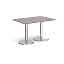 Pisa Rectangular Dining Table With Round Chrome Bases - Grey Oak - NWOF