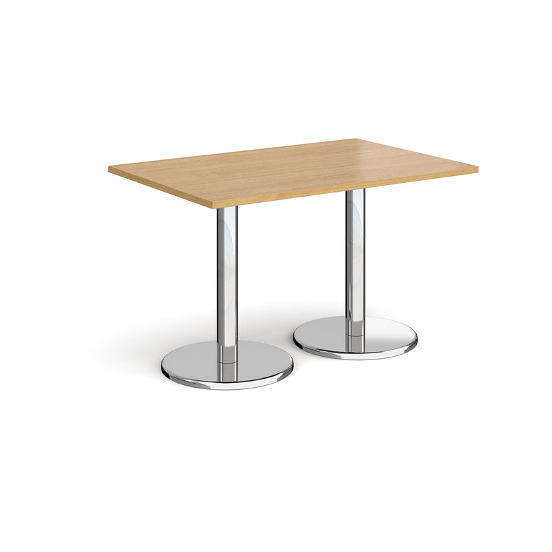 Pisa Rectangular Dining Table With Round Chrome Bases - Oak - NWOF