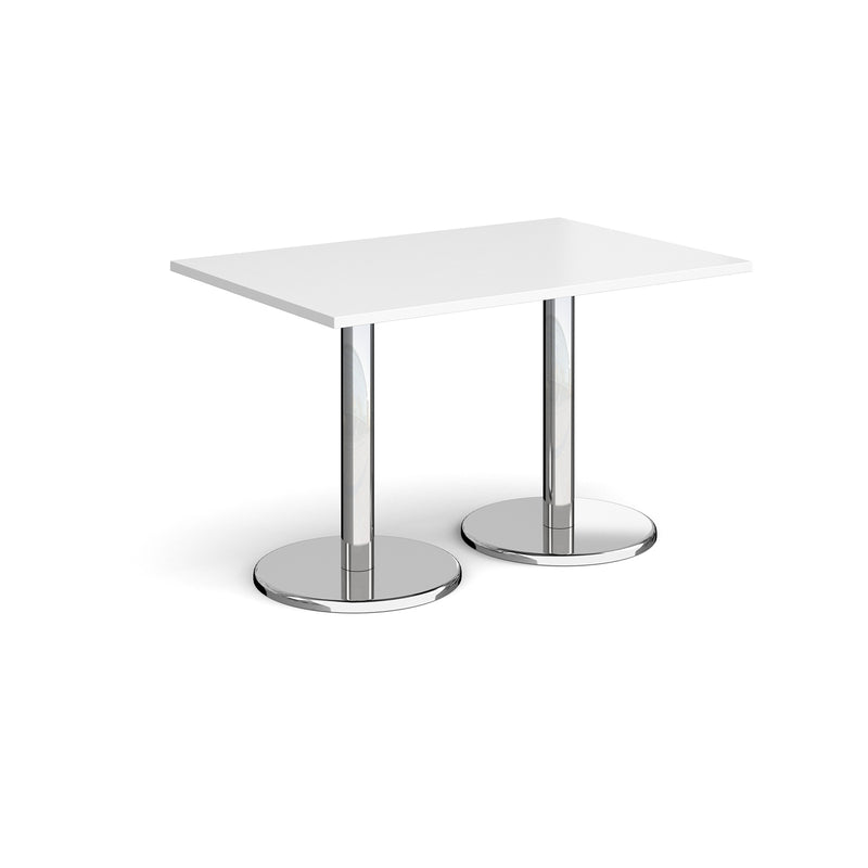 Pisa Rectangular Dining Table With Round Chrome Bases - White - NWOF