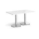 Pisa Rectangular Dining Table With Round Chrome Bases - White - NWOF
