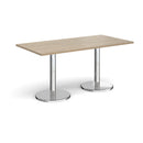 Pisa Rectangular Dining Table With Round Chrome Bases - Barcelona Walnut - NWOF