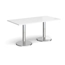 Pisa Rectangular Dining Table With Round Chrome Bases - White - NWOF