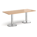 Pisa Rectangular Dining Table With Round Chrome Bases - Beech - NWOF