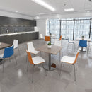 Pisa Square Dining Table With Round Chrome Base - Beech - NWOF