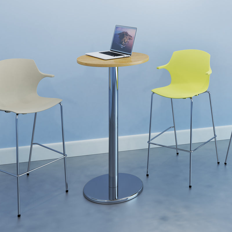 Pisa Circular Poseur Table With Round Chrome Base - Kendal Oak - NWOF