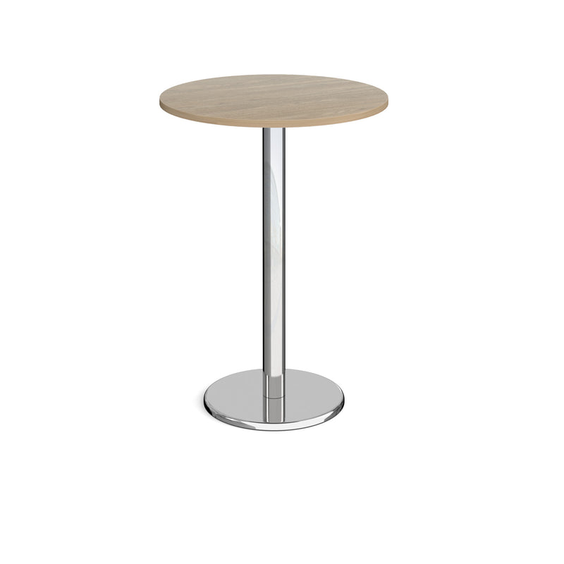 Pisa Circular Poseur Table With Round Chrome Base - Barcelona Walnut - NWOF
