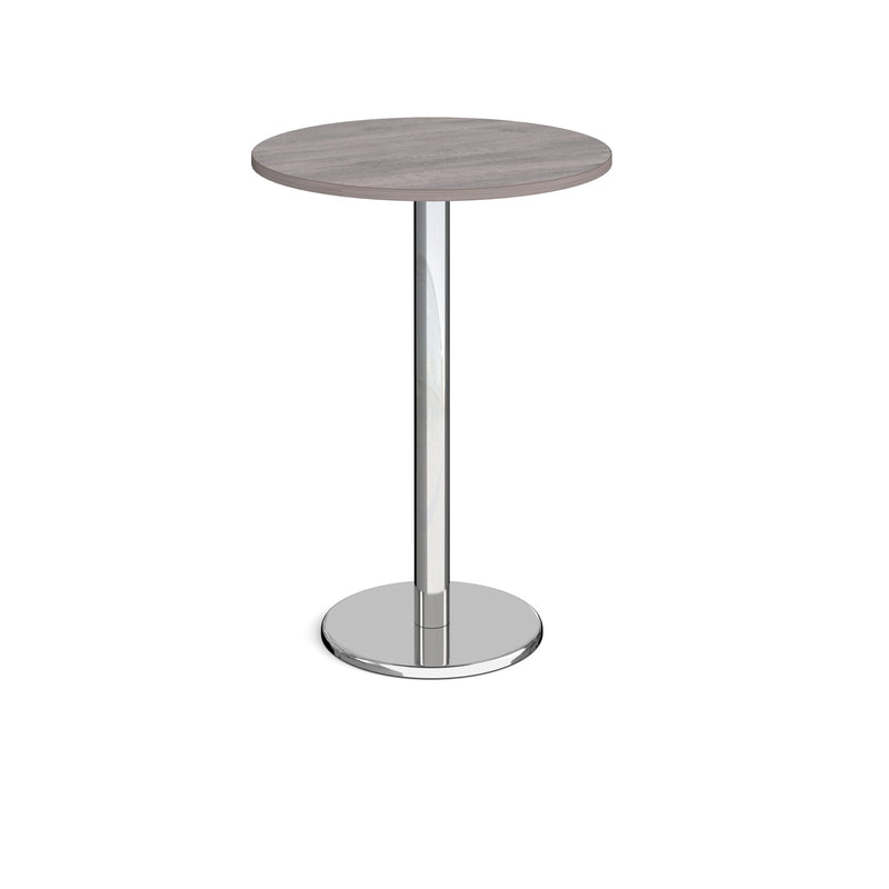 Pisa Circular Poseur Table With Round Chrome Base - Grey Oak - NWOF
