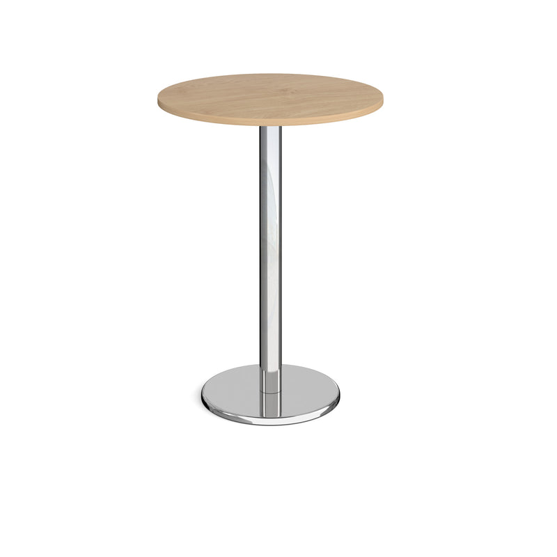 Pisa Circular Poseur Table With Round Chrome Base - Kendal Oak - NWOF