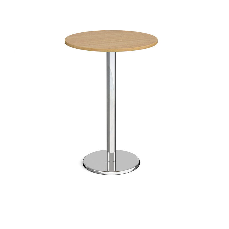 Pisa Circular Poseur Table With Round Chrome Base - Oak - NWOF
