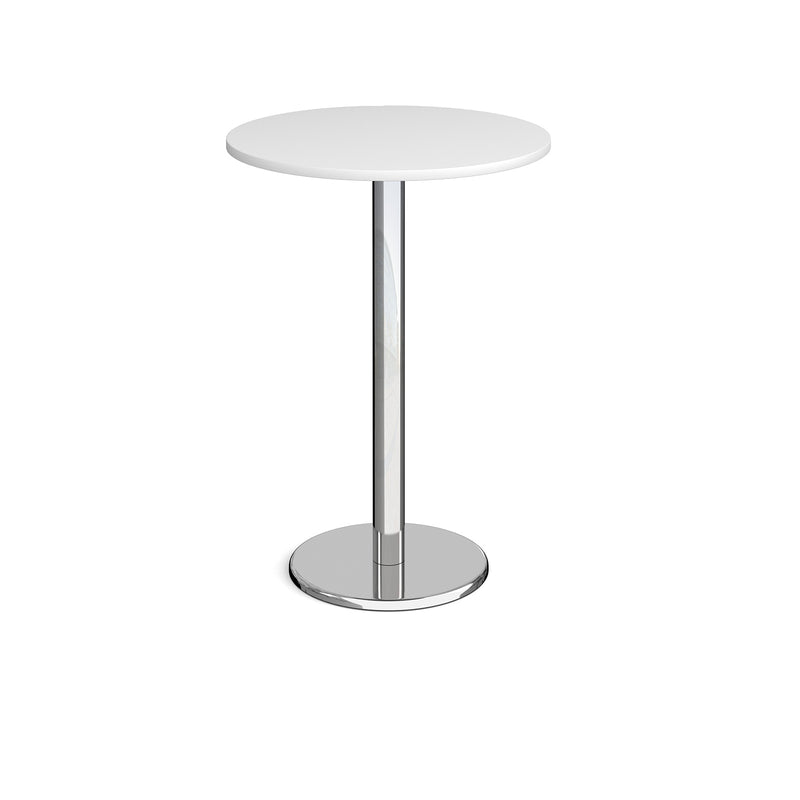 Pisa Circular Poseur Table With Round Chrome Base - White - NWOF