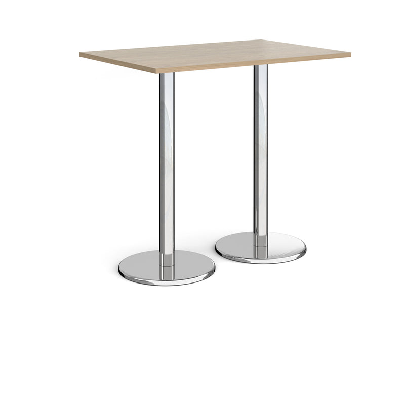 Pisa Rectangular Poseur Table With Round Chrome Bases - Barcelona Walnut - NWOF