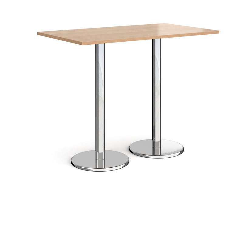 Pisa Rectangular Poseur Table With Round Chrome Bases - Beech - NWOF