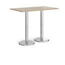 Pisa Rectangular Poseur Table With Round Chrome Bases - Barcelona Walnut - NWOF