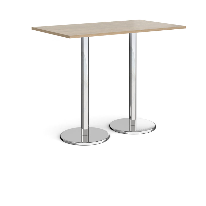 Pisa Rectangular Poseur Table With Round Chrome Bases - Barcelona Walnut - NWOF