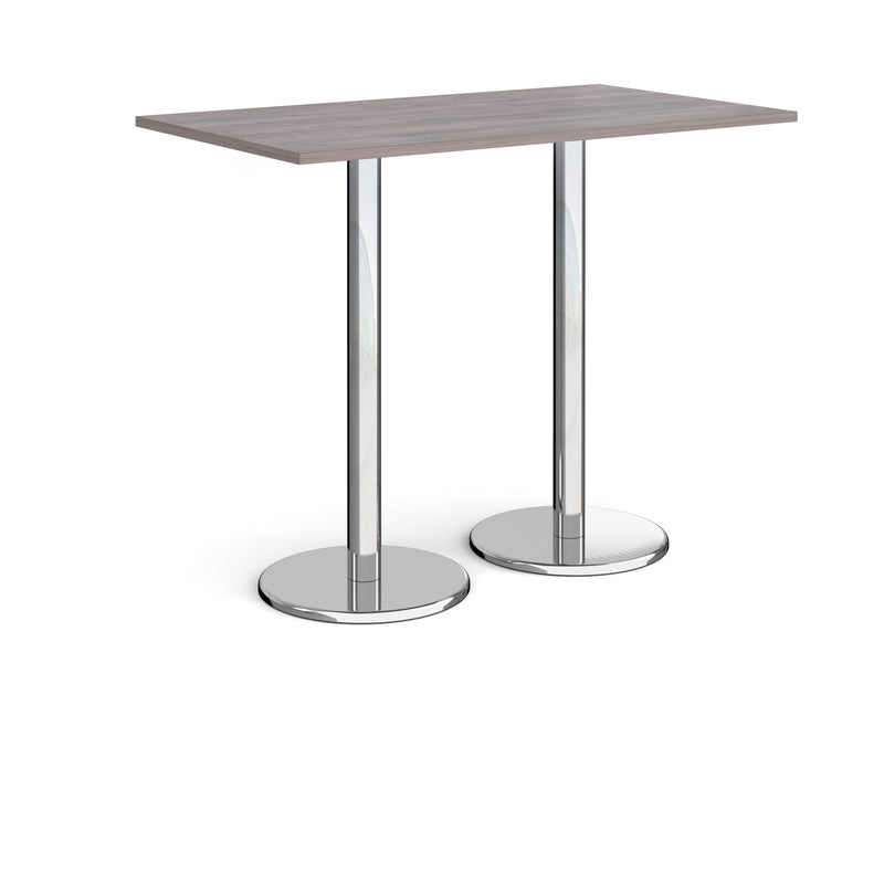 Pisa Rectangular Poseur Table With Round Chrome Bases - Grey Oak - NWOF