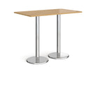 Pisa Rectangular Poseur Table With Round Chrome Bases - Oak - NWOF