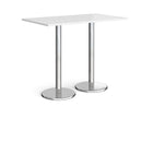 Pisa Rectangular Poseur Table With Round Chrome Bases - White - NWOF
