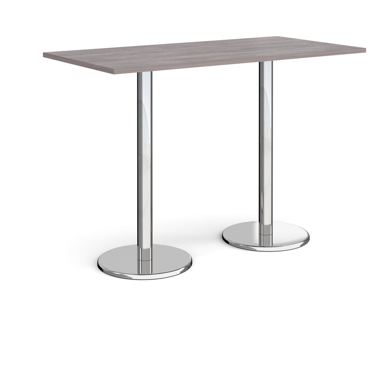 Pisa Rectangular Poseur Table With Round Chrome Bases - Grey Oak - NWOF