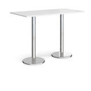 Pisa Rectangular Poseur Table With Round Chrome Bases - White - NWOF