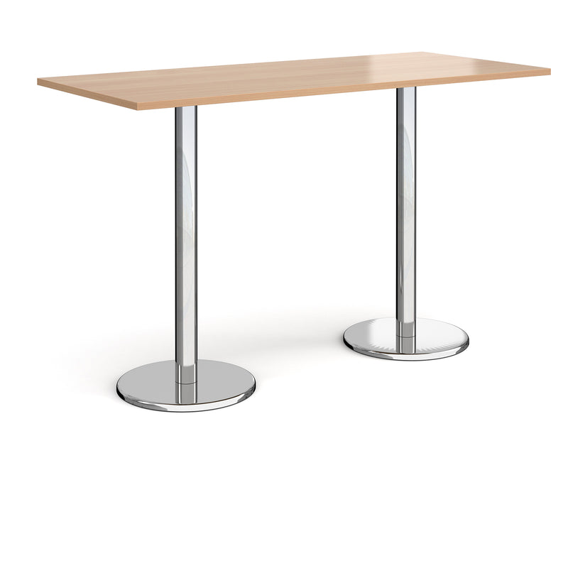 Pisa Rectangular Poseur Table With Round Chrome Bases - Beech - NWOF