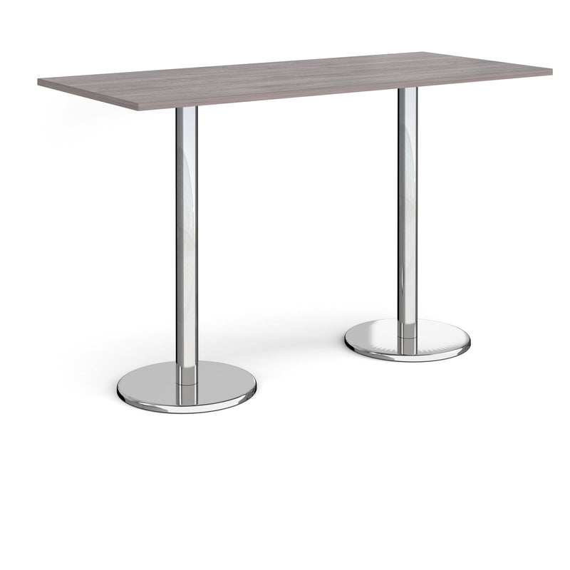 Pisa Rectangular Poseur Table With Round Chrome Bases - Grey Oak - NWOF