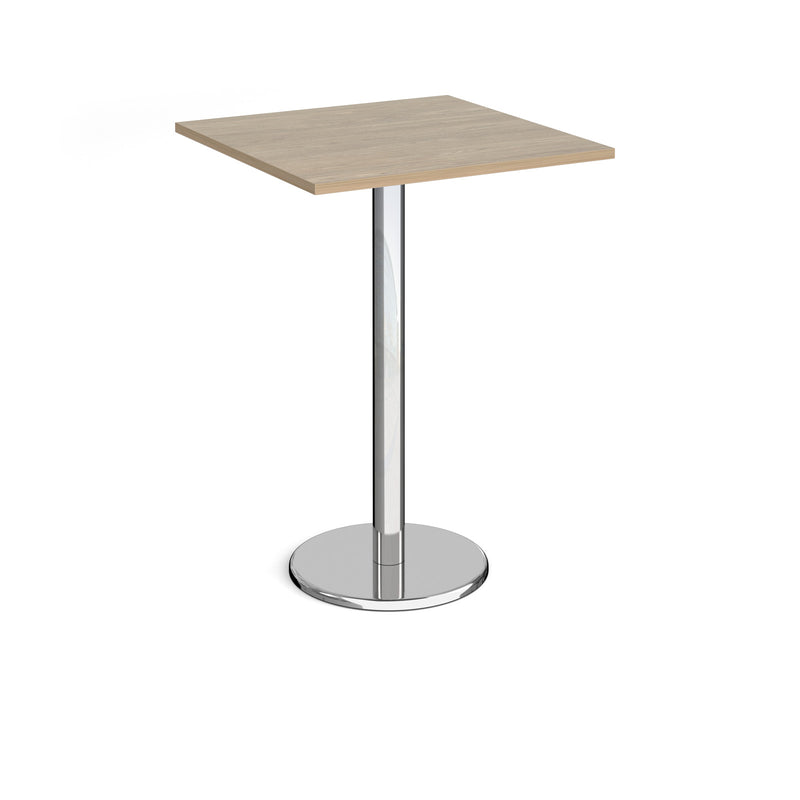 Pisa Square Poseur Table With Round Chrome Base - Barcelona Walnut - NWOF