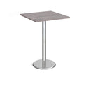 Pisa Square Poseur Table With Round Chrome Base - Grey Oak - NWOF