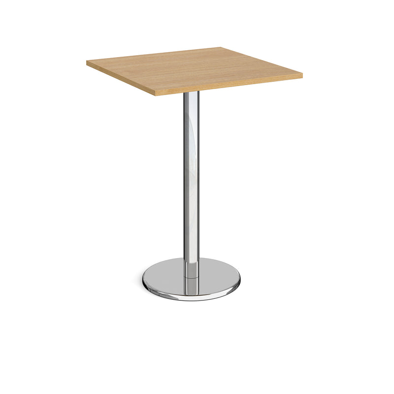 Pisa Square Poseur Table With Round Chrome Base - Oak - NWOF