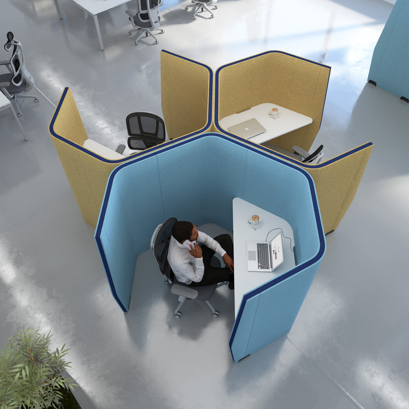 Priva Large Hexagonal Left Hand Workstation Pod 1500mm High - NWOF