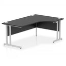 Black Impulse Crescent Desk with cantilever leg by Dynamic, showing sleek modern design and sturdy black metal frame.