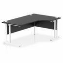Black Impulse Crescent Desk with cantilever legs by Dynamic, featuring a sleek, modern design and sturdy construction.