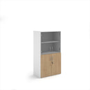 Duo Combination Unit With Glass Upper Doors - White/Kendal Oak - NWOF