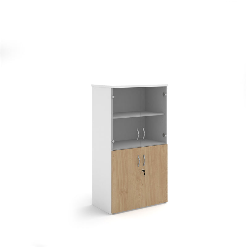 Duo Combination Unit With Glass Upper Doors - White/Kendal Oak