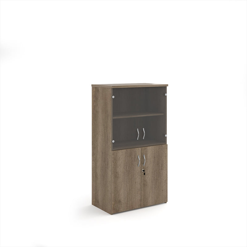 Universal Combination Unit With Glass Upper Doors - Nebraska Oak