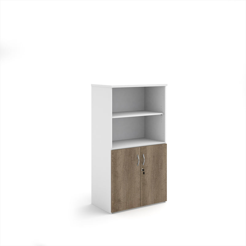 Duo Combination Unit With Open Top - White/Nebraska Oak