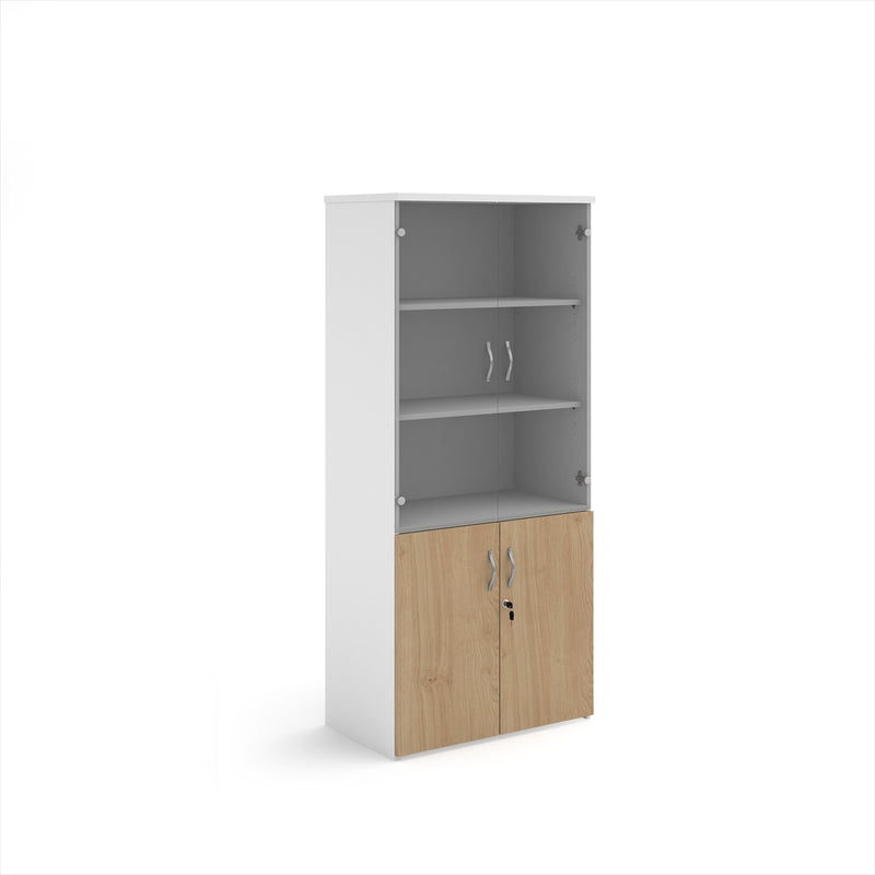 Duo Combination Unit With Glass Upper Doors - White/Kendal Oak