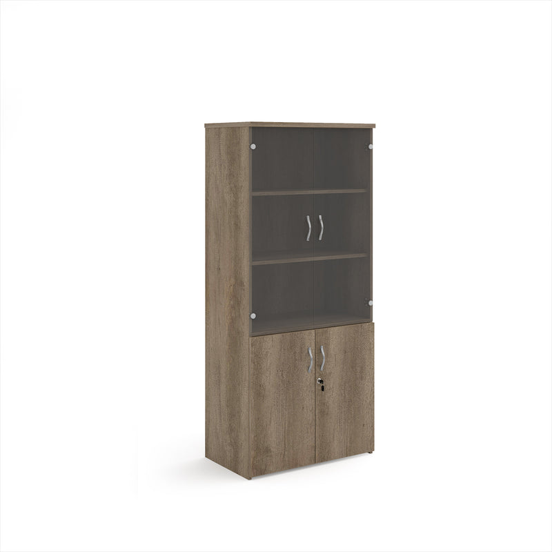 Universal Combination Unit With Glass Upper Doors - Nebraska Oak