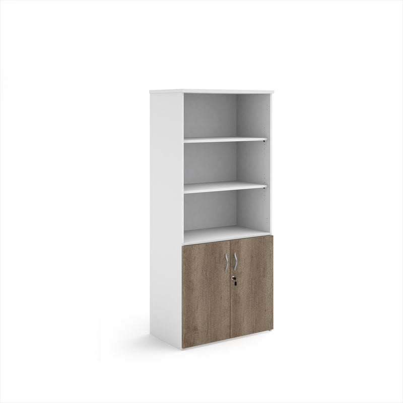Duo Combination Unit With Open Top - White/Nebraska Oak