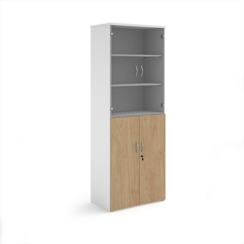 Duo Combination Unit With Glass Upper Doors - White/Kendal Oak